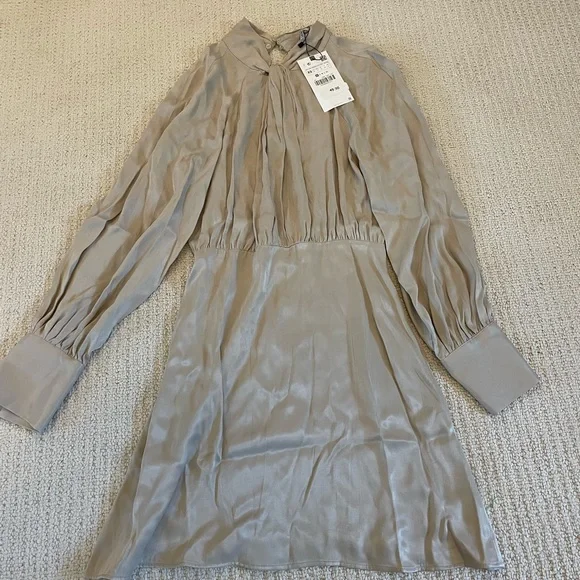 knotted satin effect dress ZARA KNOTTED SATIN EFFECT DRESS GOLD NWT